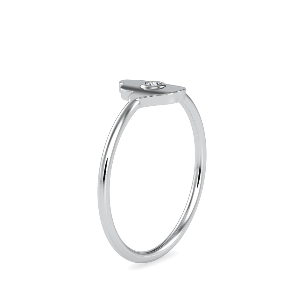hamsa hand bezel diamond ring in white gold