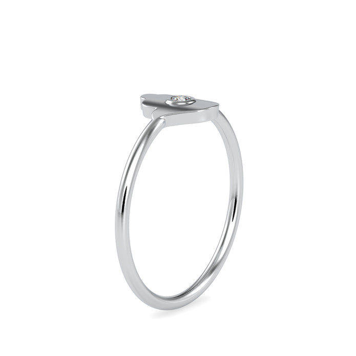 hamsa hand bezel diamond ring in white gold