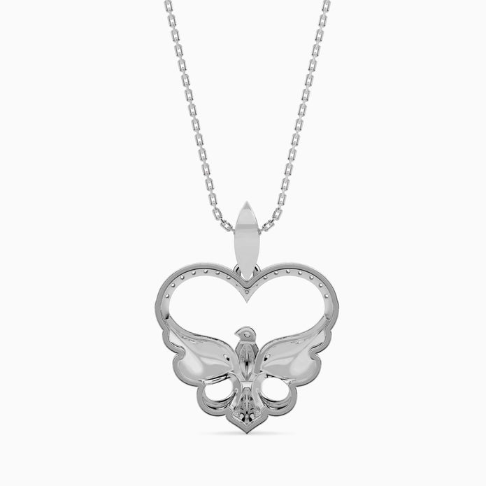 heart motif diamond pendant necklace in white gold