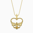 heart motif diamond pendant necklace in yellow gold