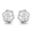 hexagon cluster diamond stud earrings in white gold