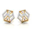 hexagon cluster diamond stud earrings in yellow gold