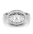 lattice design round cut diamond ring in white gold