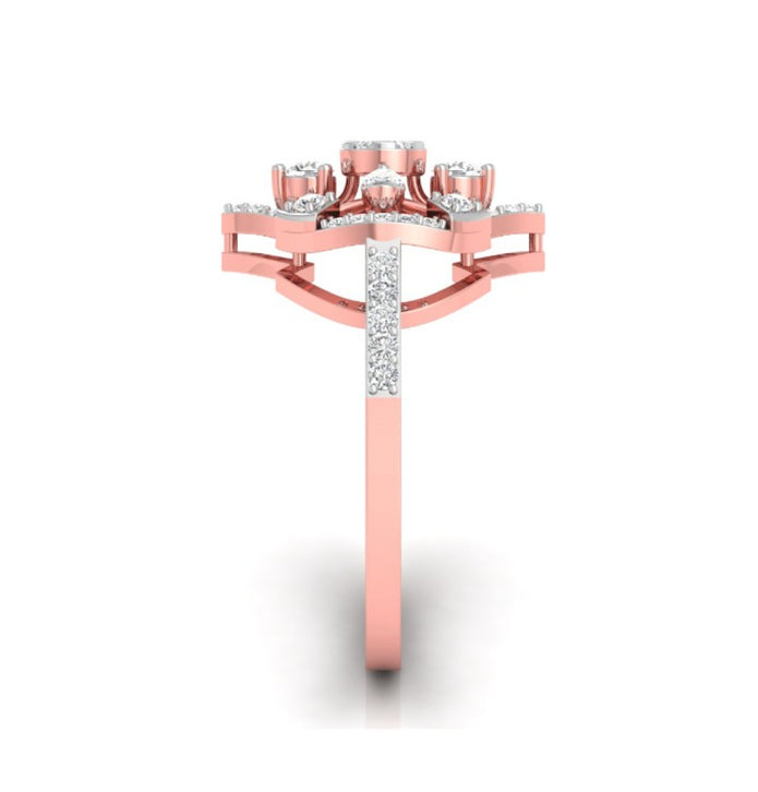 marquise floral shield cluster lab-grown diamond rose gold ring