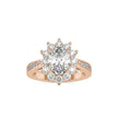 oval cut halo diamond ring in rose gold