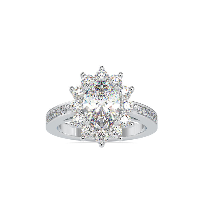 oval cut halo diamond ring in white gold