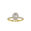 oval halo lab-grown diamond ring in yellow gold