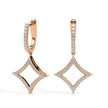 pave diamond hoop drop earrings in rose gold