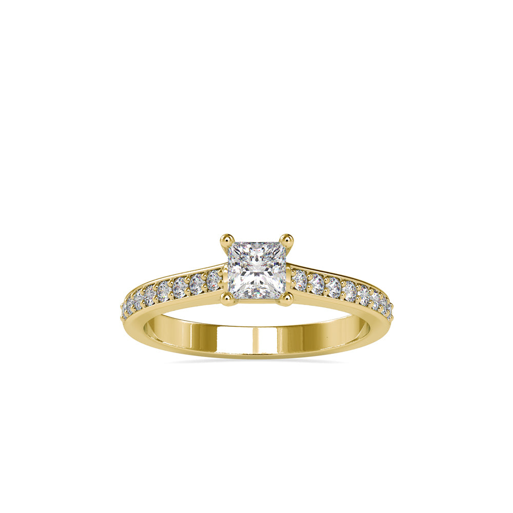 princess prong lab-grown diamond ring in yellow gold