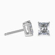 radiant prong set diamond stud earrings in white gold