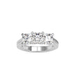 radiant cut three stone lab-grown diamond ring in white gold