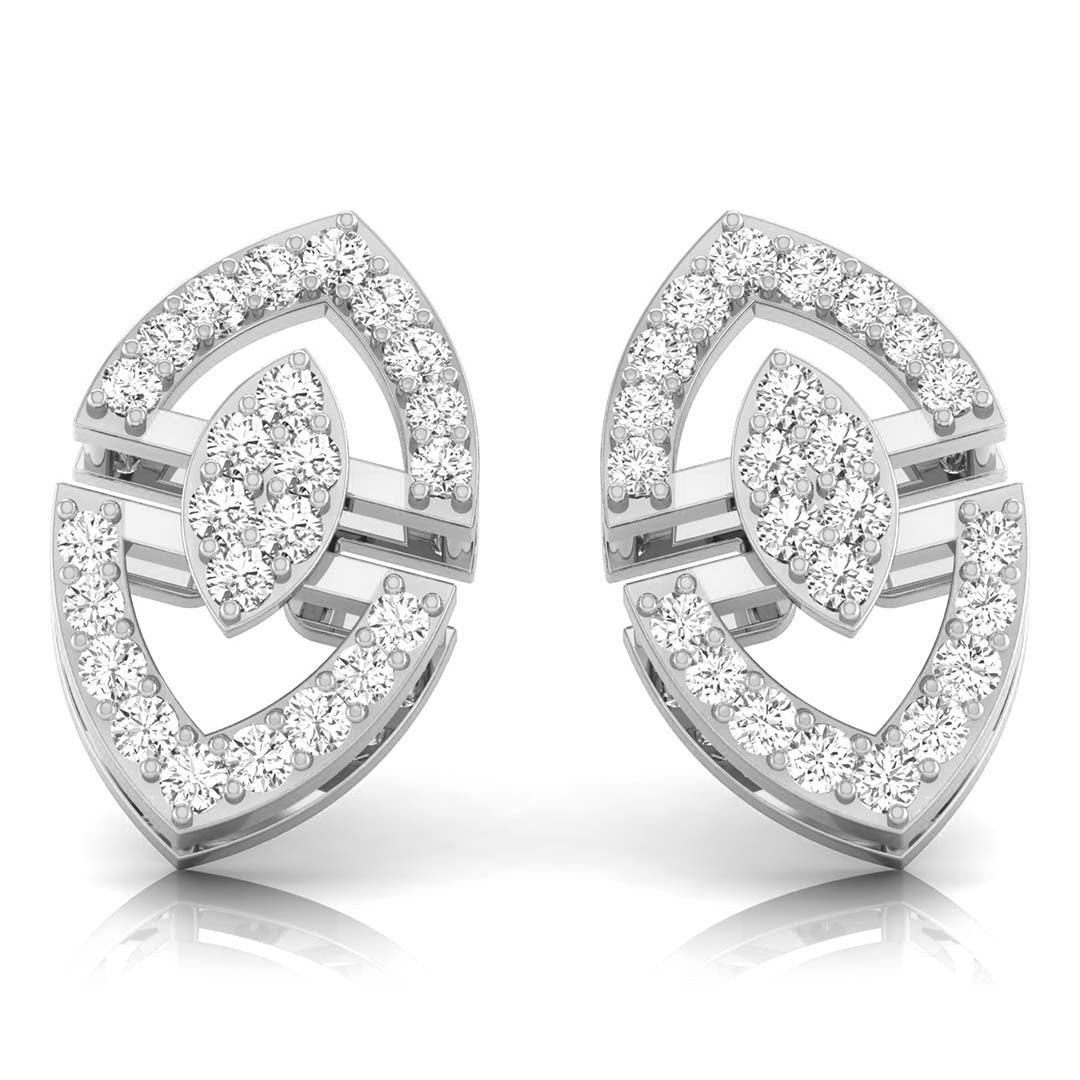 round cluster diamond stud earrings in white gold