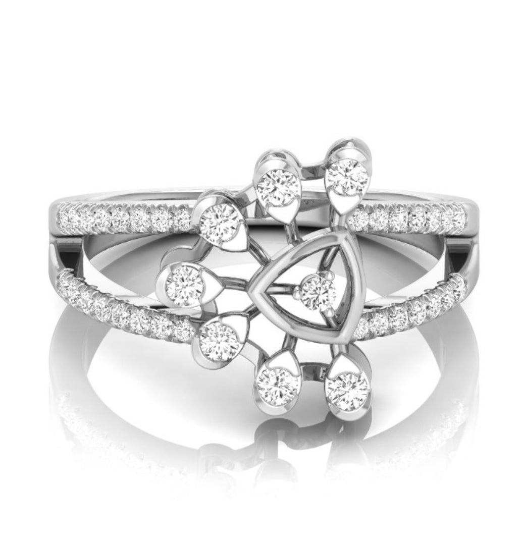 round cut prong set diamond ring in white gold