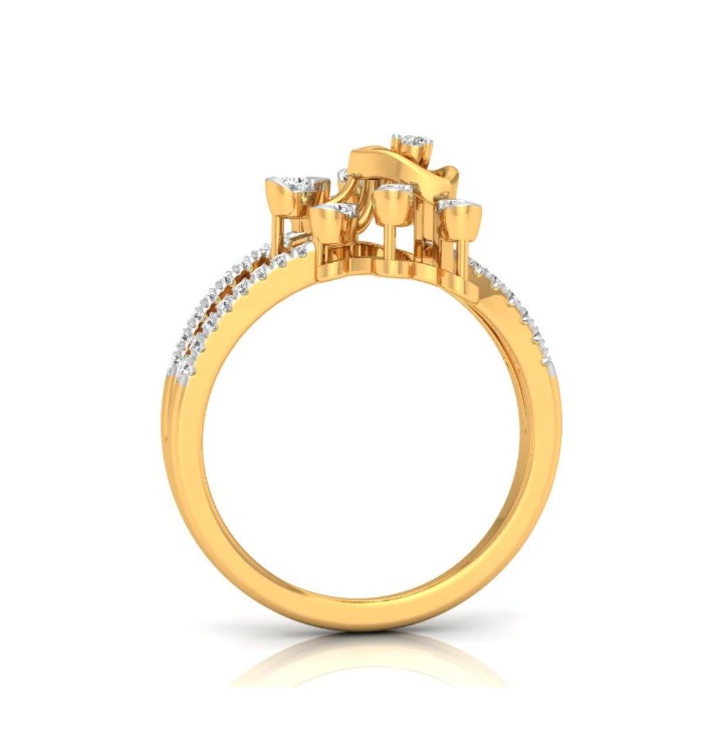 round cut prong set diamond ring in yellow gold