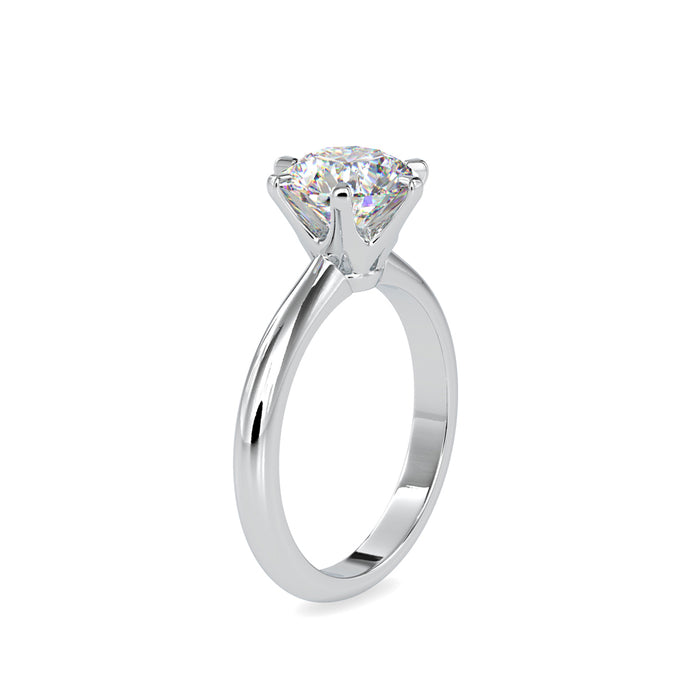 round cut solitaire diamond ring in white gold