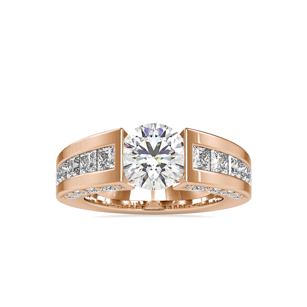 round cut tension lab-grown diamond ring in rose gold