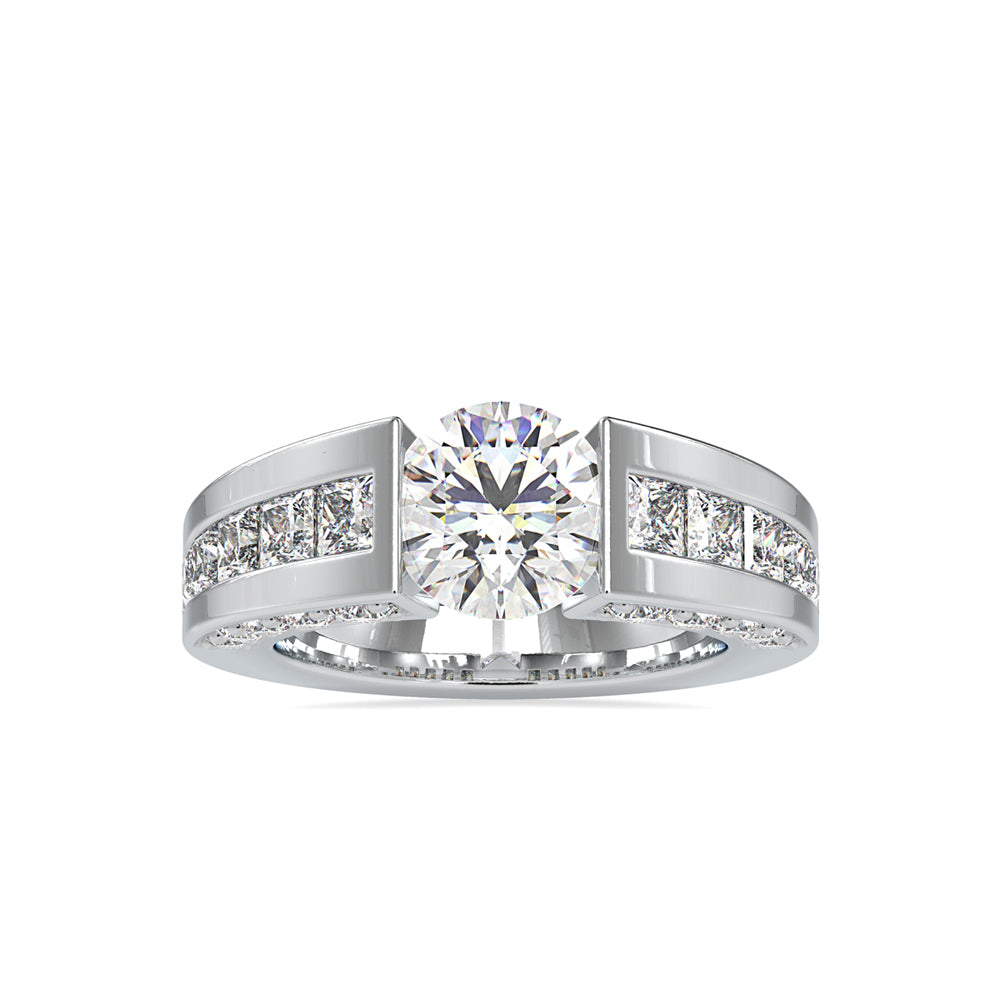 round cut tension lab-grown diamond ring in white gold