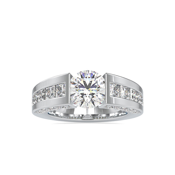 round cut tension lab-grown diamond ring in white gold