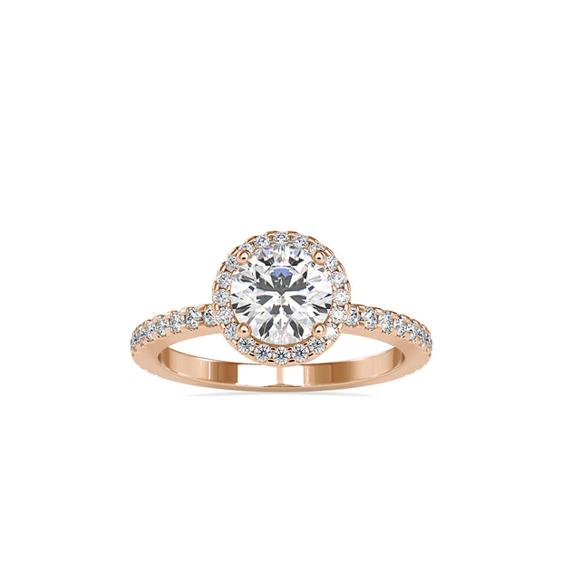 round halo lab-grown diamond ring in rose gold