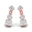 round diamond dangler earrings in rose gold