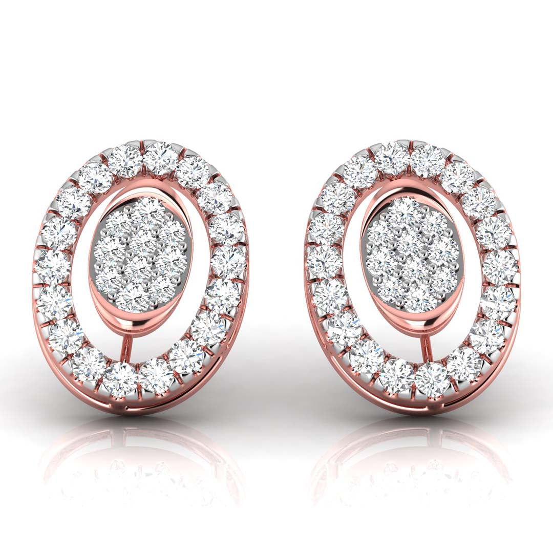 round diamond stud earrings in rose gold