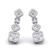 round diamond dangler earrings in white gold