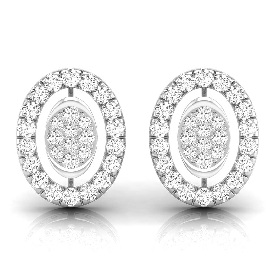 round diamond stud earrings in white gold