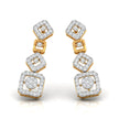 round diamond dangler earrings in yellow gold