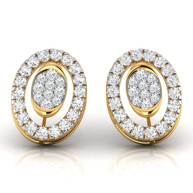 round diamond stud earrings in yellow gold