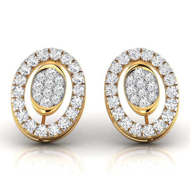 round diamond stud earrings in yellow gold