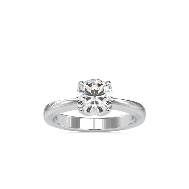 round cut solitaire lab-grown diamond ring in white gold