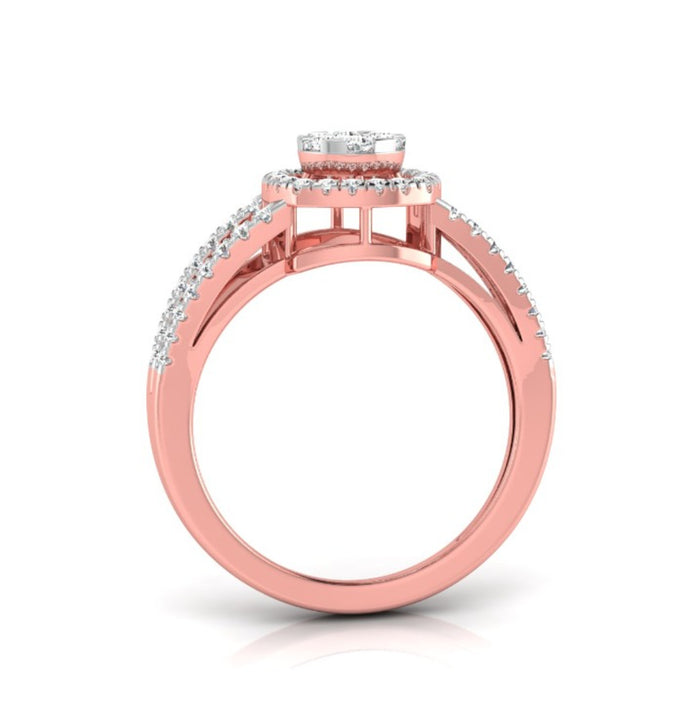 split shank round cluster diamond ring in rose gold