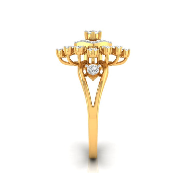 square halo prong set lab-grown diamond ring yellow gold