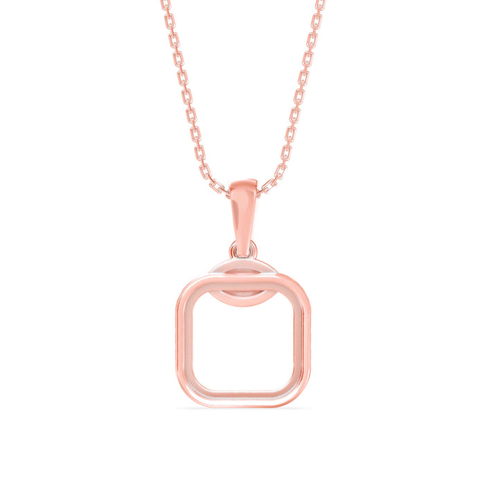 square pave diamond pendant necklace in rose gold