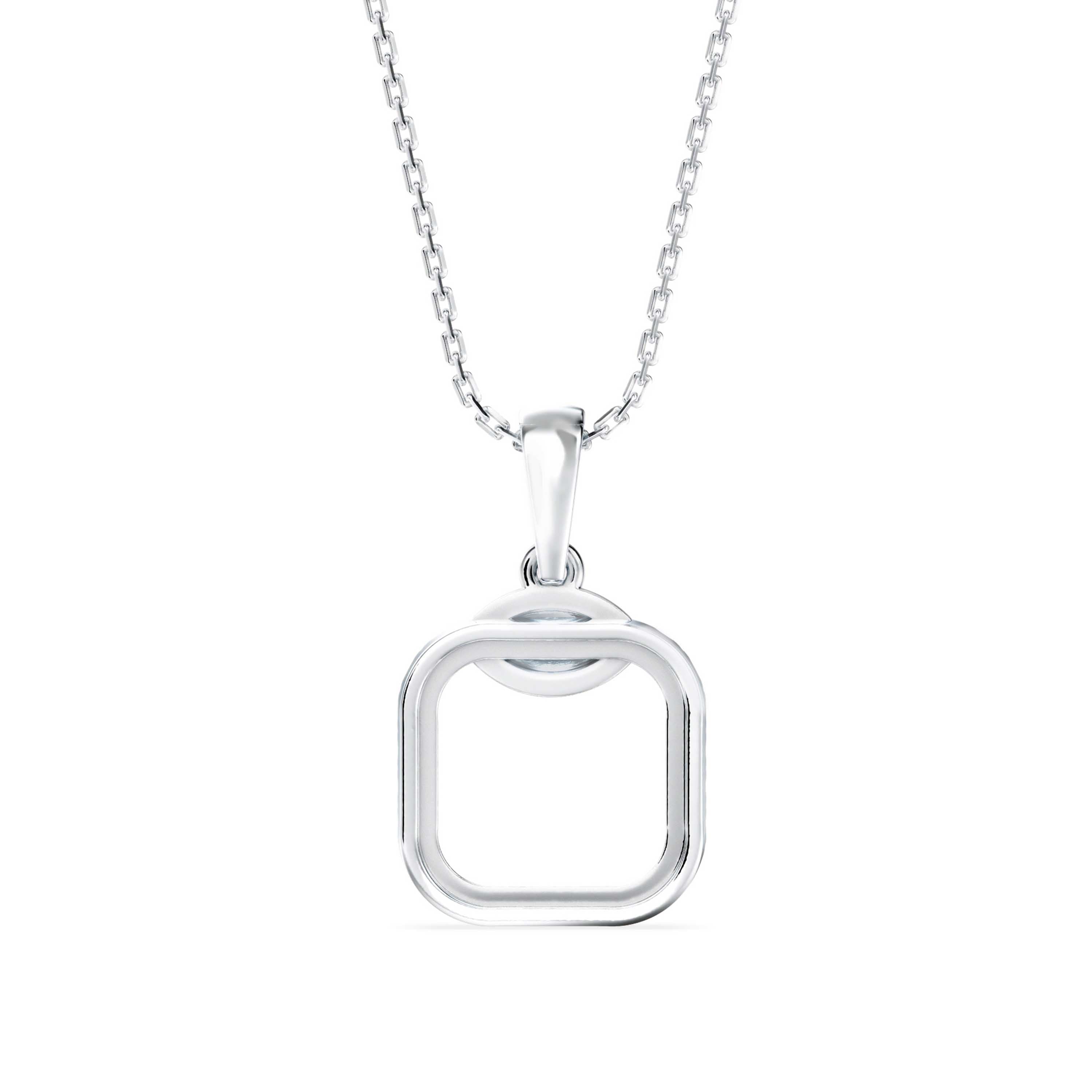 square pave diamond pendant necklace in white gold