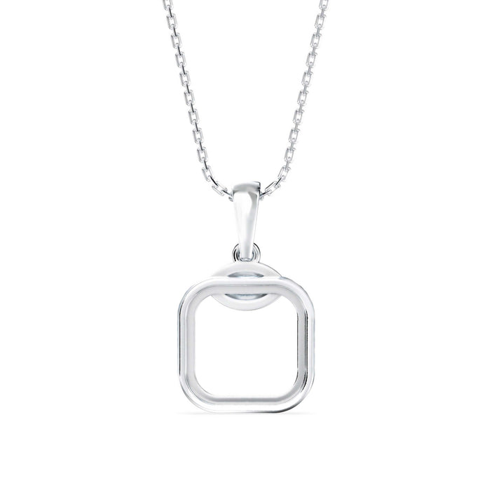 square pave diamond pendant necklace in white gold