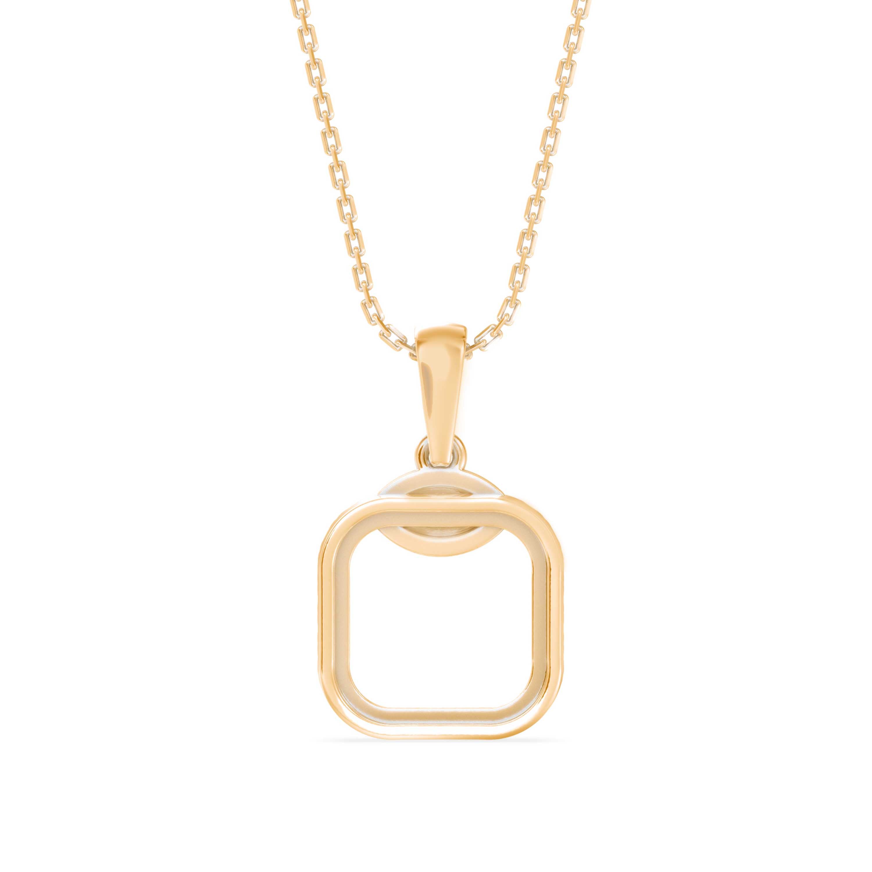 square pave diamond pendant necklace in yellow gold
