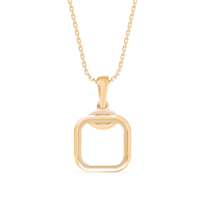 square pave diamond pendant necklace in yellow gold