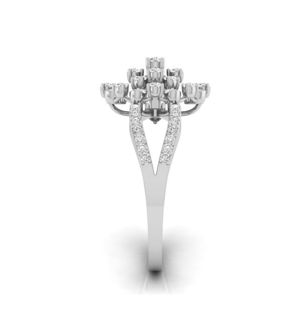 sunburst cluster lab-grown diamond ring white gold