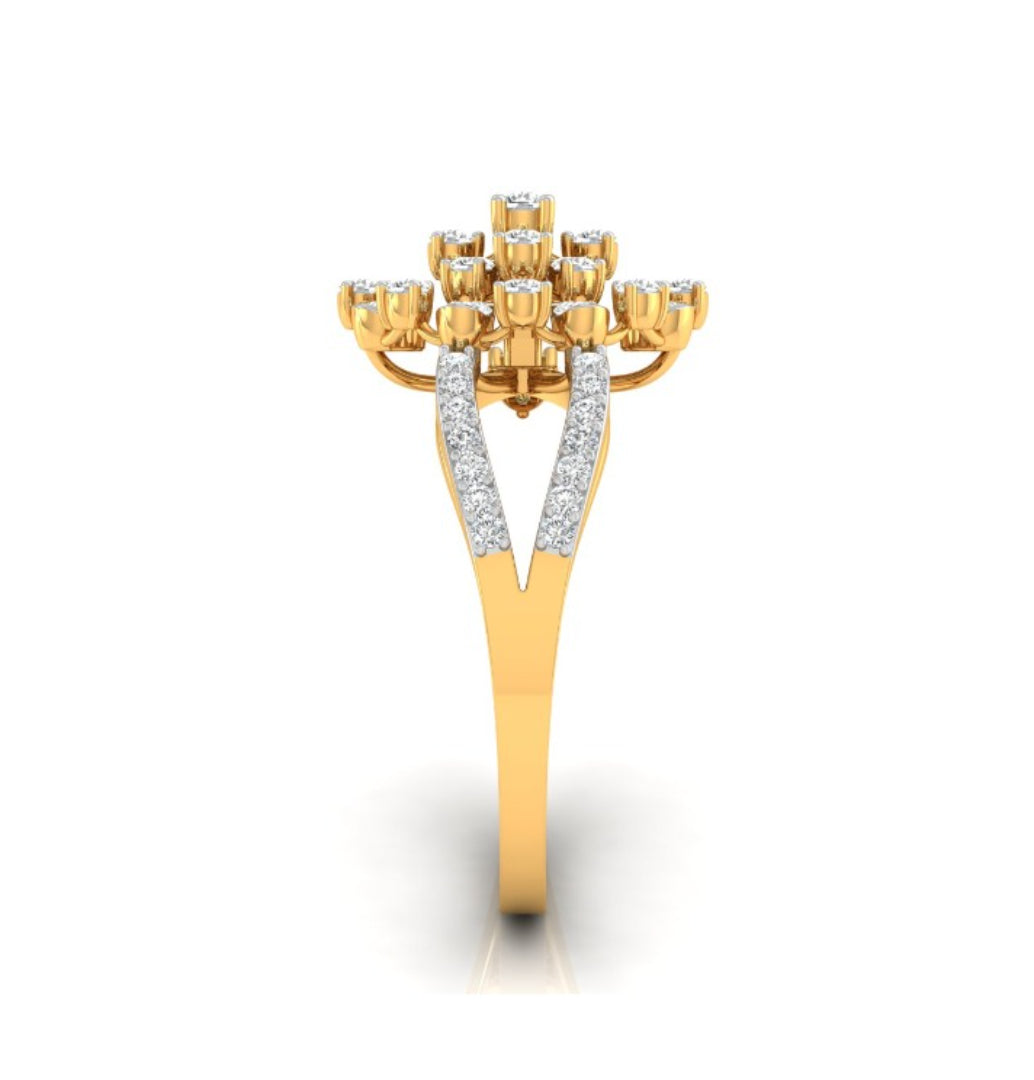 sunburst cluster lab-grown diamond ring yellow gold