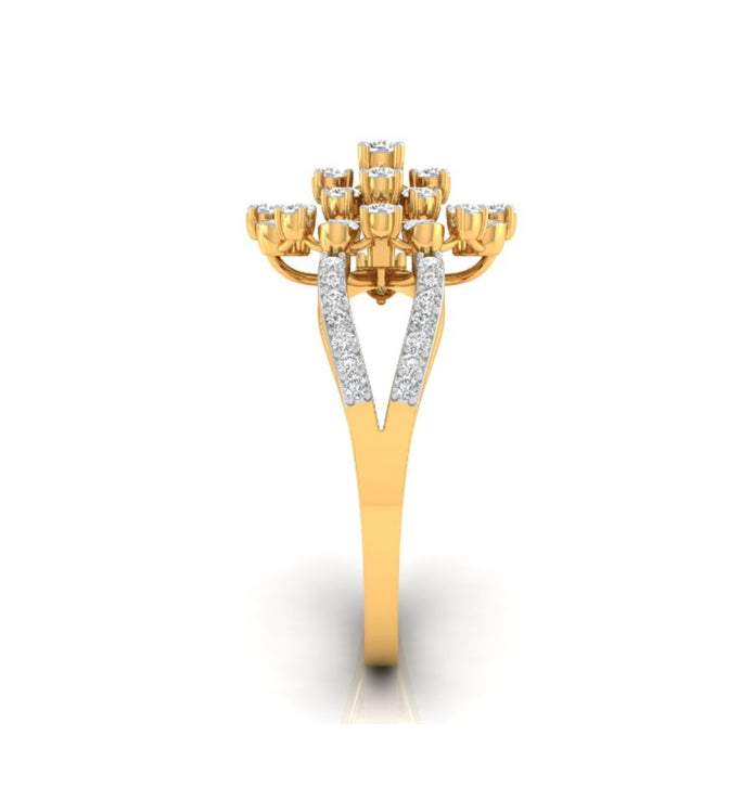 sunburst cluster lab-grown diamond ring yellow gold