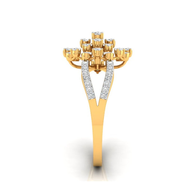 sunburst cluster lab-grown diamond ring yellow gold