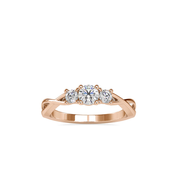 round three stone lab-grown diamond ring in white gold