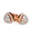 triangle cluster halo diamond stud earrings in rose gold