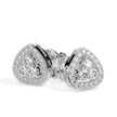 triangle cluster halo diamond stud earrings in white gold