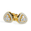triangle cluster halo diamond stud earrings in yellow gold