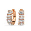 triple row diamond hoop earrings in rose gold