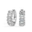triple row diamond hoop earrings in white gold