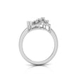 fan-shaped round cut lab-grown diamond ring in white gold