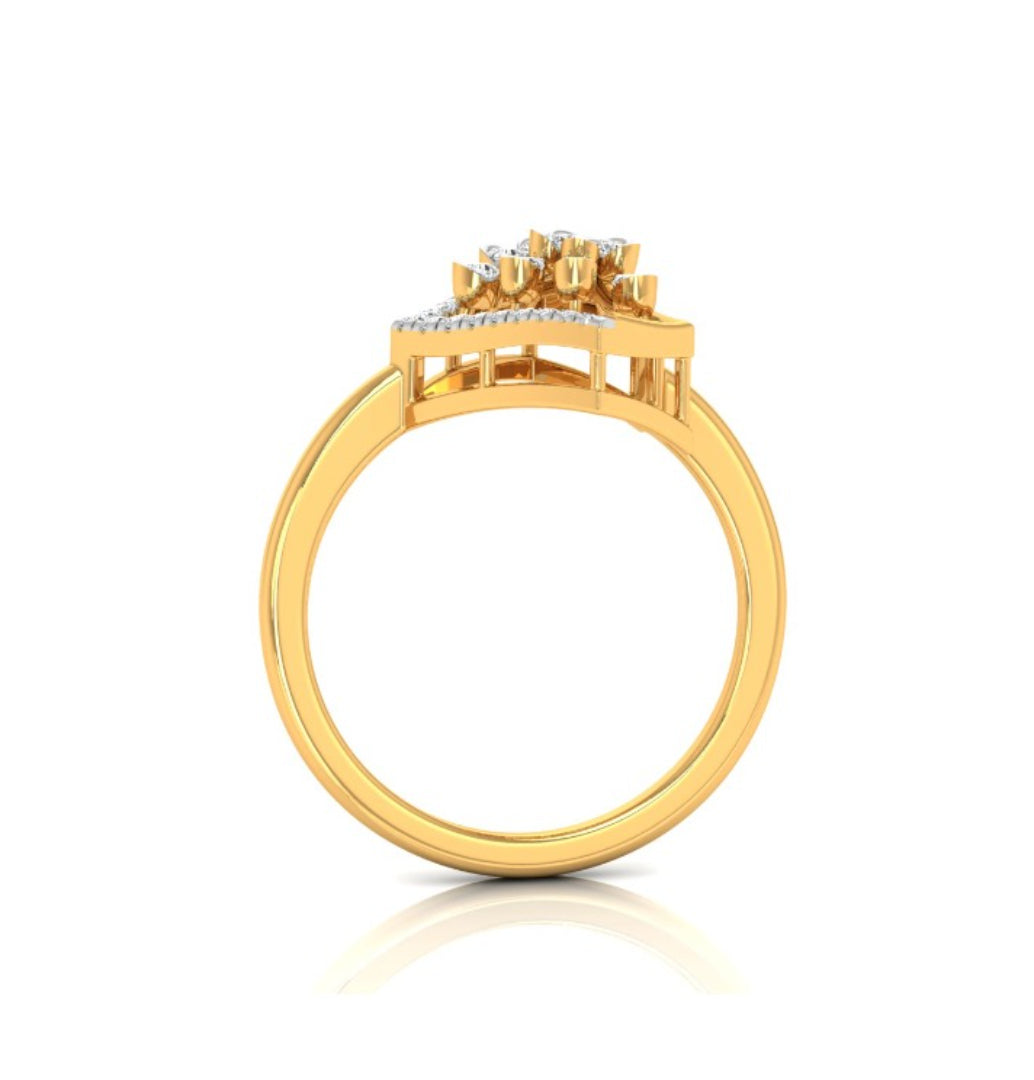 floral cluster geometric frame lab-grown diamond ring in yellow gold